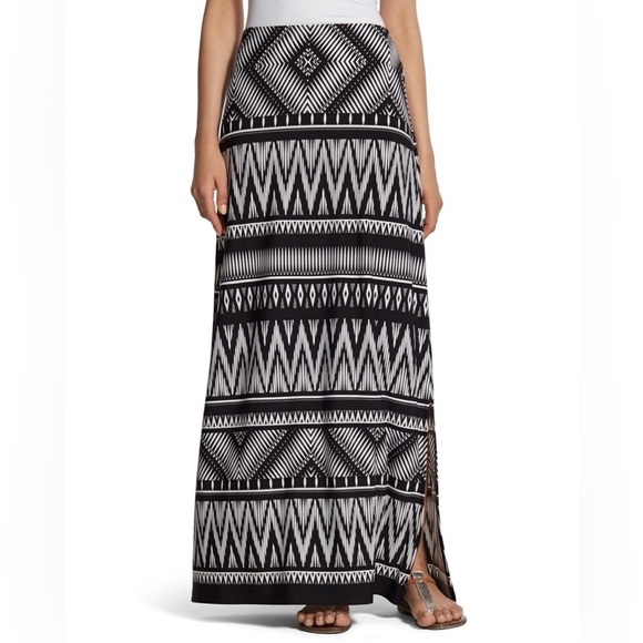 Chicos black and white maxi Skirt SZ 2 - Picture 1 of 5